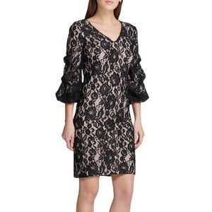 DKNY Lace Rushed Sleeve Cocktail Dress